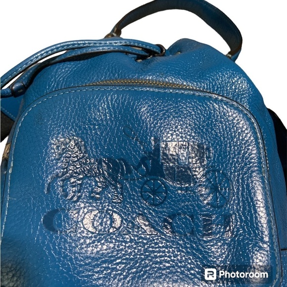 Coach Turquoise Jes Drawstring Horse & Carriage Bucket Bag 8 1/4Lx10Hx5W - Picture 3 of 11